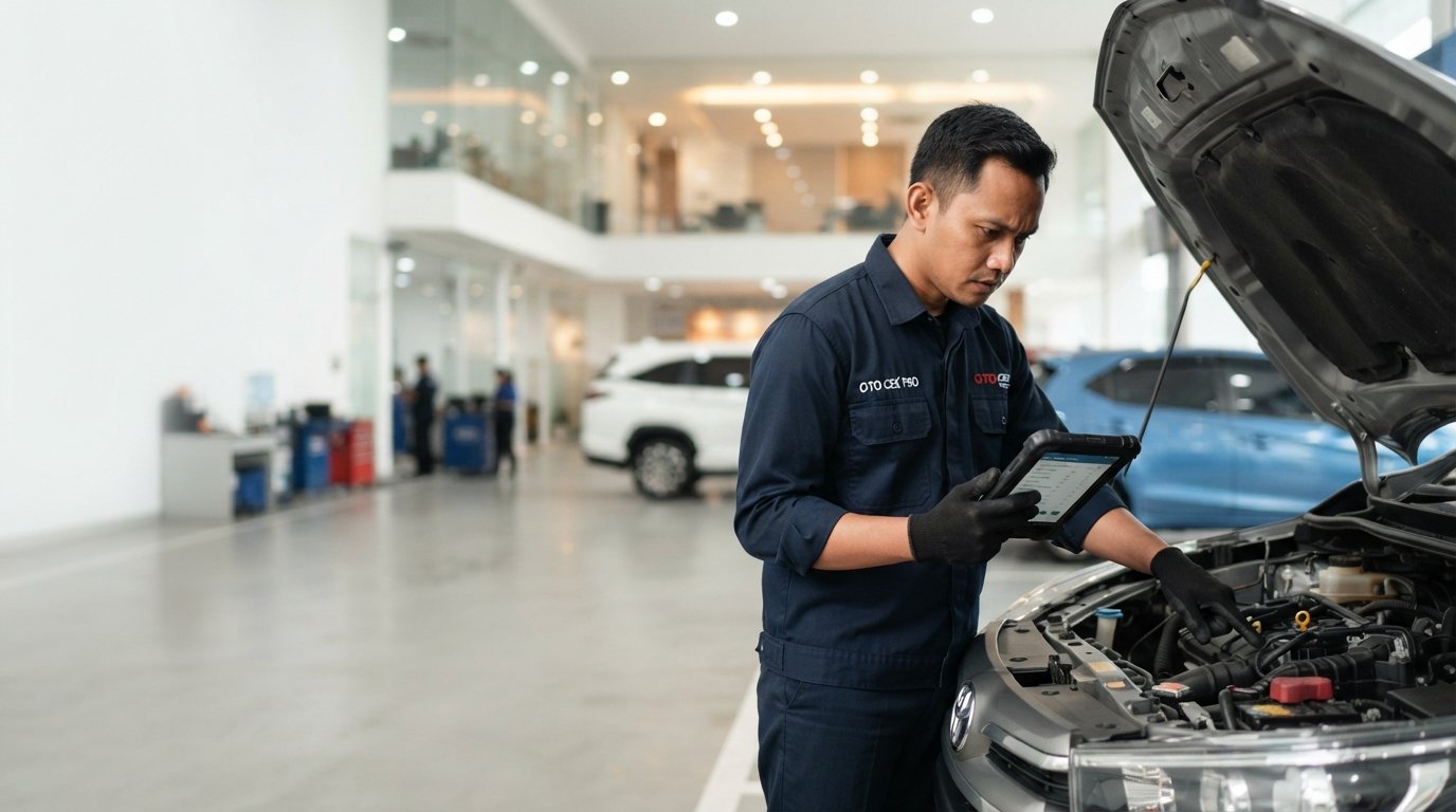 Inspeksi mesin mobil bekas