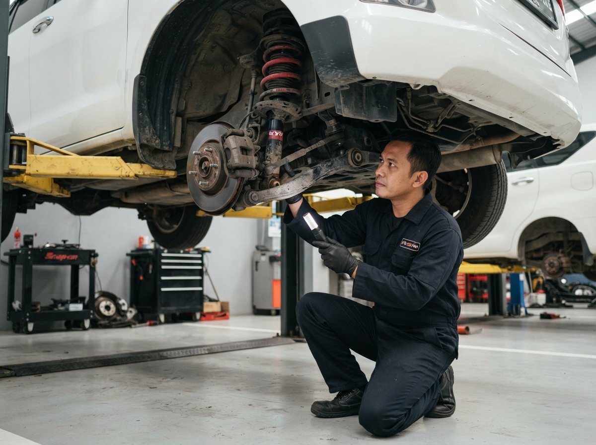Inspeksi transmisi dan kaki-kaki mobil
